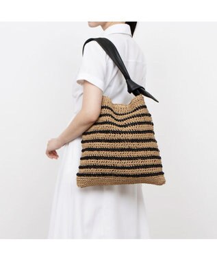 UNBILLION カシュカシュ cachecache / 柄ボーダークロッシェトート ブラック