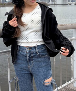 WEGO 【日焼け対策/セットアップ対応】ラッシュガードシャーリングパーカー ブラック