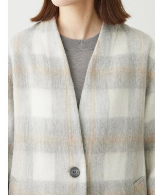 Green Parks コクーンシルエットチェックシャギーコート Gray