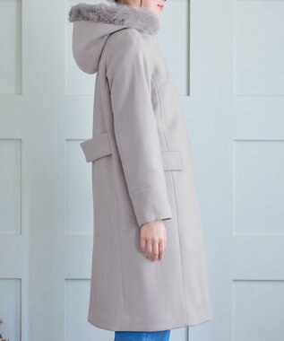 Tiaclasse 2WAYフード付きフェイクウールコート グレー