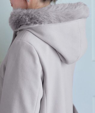 Tiaclasse 2WAYフード付きフェイクウールコート グレー