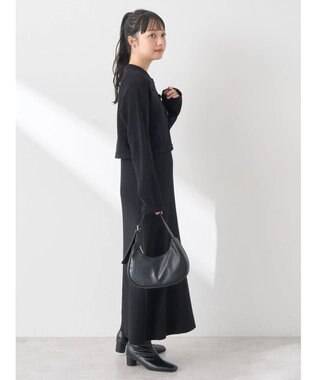 earth music&ecology ＳＥＴ２点襟付きカーディガン＋ニットワンピース Black