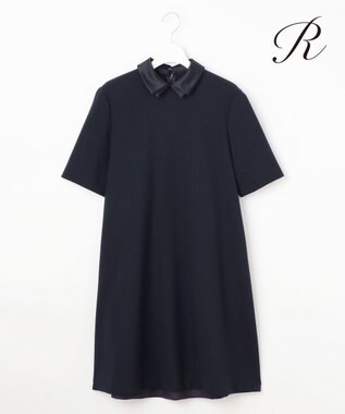 23区 S 【R(アール)】ダブルクロス 襟デザイン ワンピース ネイビー系