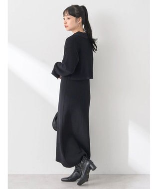 earth music&ecology ＳＥＴ２点襟付きカーディガン＋ニットワンピース Black