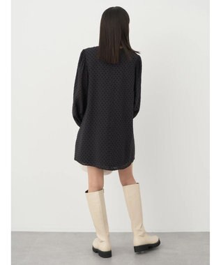 earth music&ecology ドットチュニック丈リボン付きワンピース Dot Black