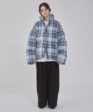 WEGO 【ユニセックス着用ITEM/MLサイズ展開】チェックパファーブルゾン ブルーチェック1