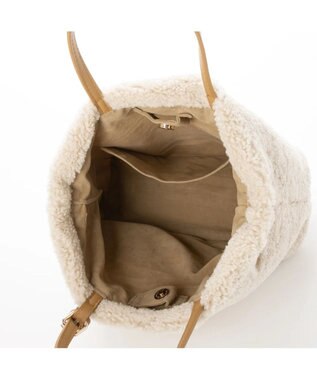 UNBILLION cachecache ドット刺繍ボアミニトートバッグ アイボリー