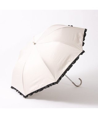 UNBILLION カシュネ cachenez / 【晴雨兼用】【日傘】 【UV カット率99.999.9％以上】PUバイカラーフリルトップレス折りたたみ傘 ベージュ