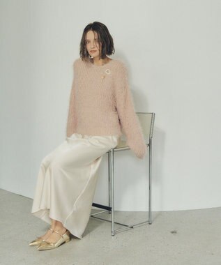 YECCA VECCA サテンフレアスカート Ivory