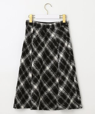 ANY SIS S 【低身長企画】ツイードチェックフレア スカート ブラック系