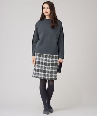 自由区 【セットアップ対応・洗える】ウールミラノボトルネック ニット チャコール×ネイビー