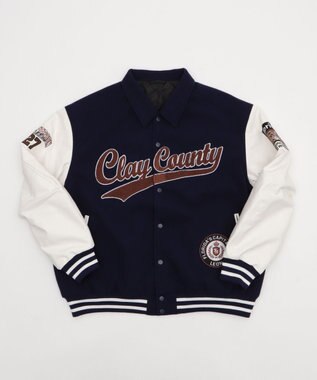 WEGO 【25年秋冬新作/ユニセックス着用ITEM/SMLサイズ展開】メルトンワッペンスタジャン ネイビー