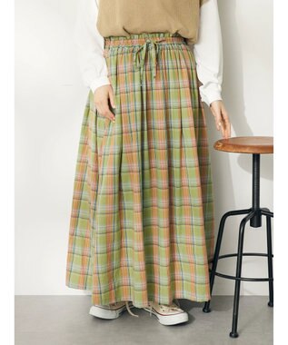 CRAFT STANDARD BOUTIQUE チェックギャザーロングスカート Light Green