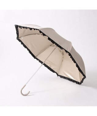 UNBILLION カシュネ cachenez / 【晴雨兼用】【日傘】 【UV カット率99.999.9％以上】PUバイカラーフリルトップレス折りたたみ傘 ベージュ