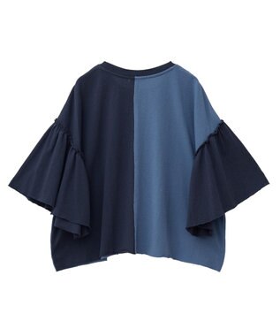 Green Parks スティッチ／リメイク風ドッキングＴシャツ Blue