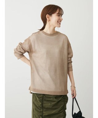 Green Parks ＳＥＴ２点ロンＴ＋メッシュニットプルオーバー Brown