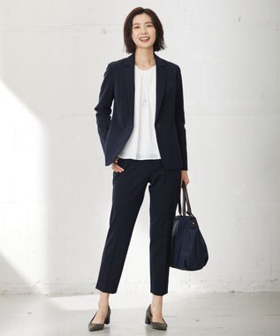 J.PRESS LADIES S 【洗える】T/Rアルガンシルク テーラード ジャケット ネイビー系