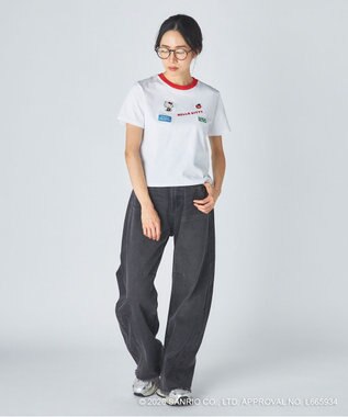 OP／FILA 【Ocean Pacific×ハローキティ】ワッペンリンガーチビTシャツ ホワイト