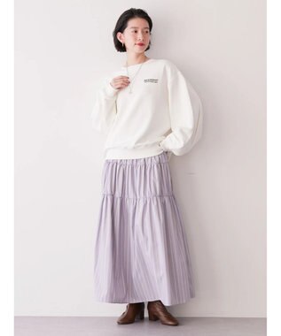 AMERICAN HOLIC ティアードギャザースカート Stripe Sax