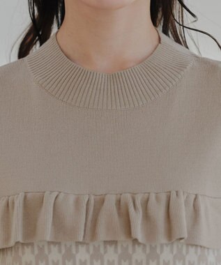 Tiaclasse L 【洗える】ジャカードフリルチュニック ベージュ