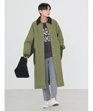 AMERICAN HOLIC キルポカ異素材Ｍｉｘロングコート Khaki