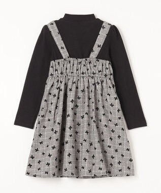 ANY KIDS チェック柄 ドッキング ワンピース ブラック