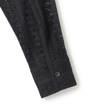 ICB 【洗える】 ストライプラッセルレース シャツ ブラック系