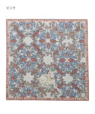 MOONBAT SWASH LONDON 大判シルクツイルスカーフ Tapestry 68×68cm 日本製 ピンク