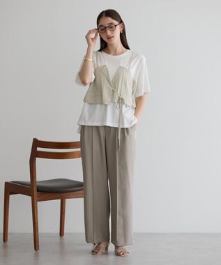 YECCA VECCA ビスチェレイヤード風デザインTee White