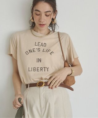 WEGO 【ANGIE VINTAGE】スラブ天竺ロゴプリントTシャツ ライトベージュ