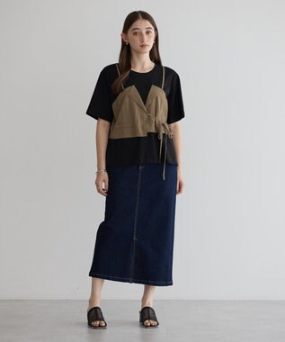 YECCA VECCA ビスチェレイヤード風デザインTee Black