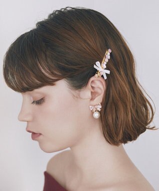 Maison de FLEUR ビジューリボン2セットピン Light Pink
