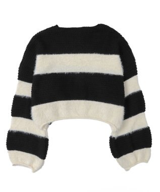 WEGO マテリアルシャギークロップドニット ブラック