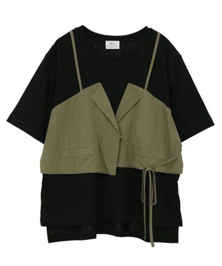 YECCA VECCA ビスチェレイヤード風デザインTee Black