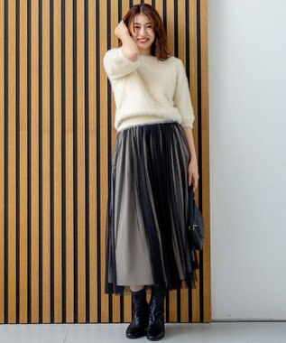 組曲 ナイロンファー半袖プルオーバー アイボリー系