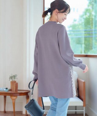 Tiaclasse L 【洗える】ジャカードフリルチュニック ラベンダー