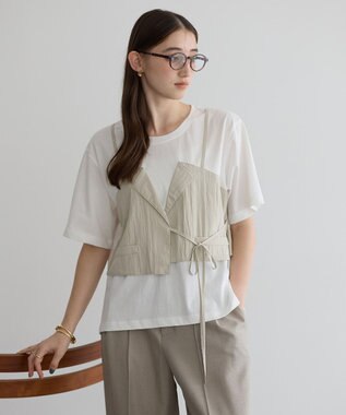 YECCA VECCA ビスチェレイヤード風デザインTee White