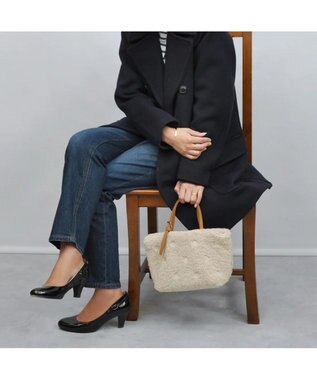 UNBILLION cachecache ドット刺繍ボアミニトートバッグ アイボリー