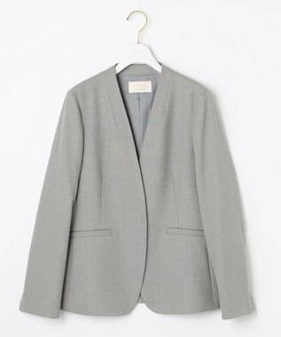 ANY SIS 【洗える】褒めらレディノーカラー ジャケット グレーシャンブレー