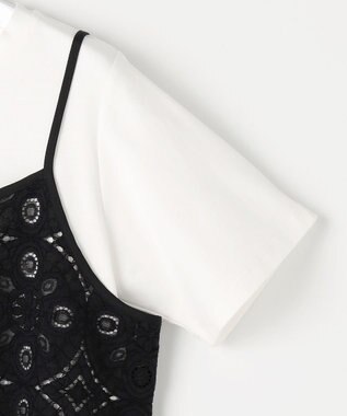 自由区 レースコンビ Tシャツ オフ×ブラック