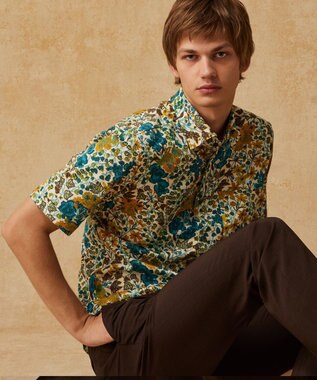 JOSEPH ABBOUD 【リバティ】リバティシェラトンジャージープリント 半袖シャツ マスタード系6