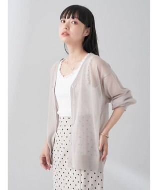 earth music&ecology ファンシーラメＶネックカーディガン Light Gray