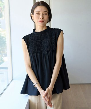 UNFILO 【WEB限定】シアーシャーリングブラウス ブラック