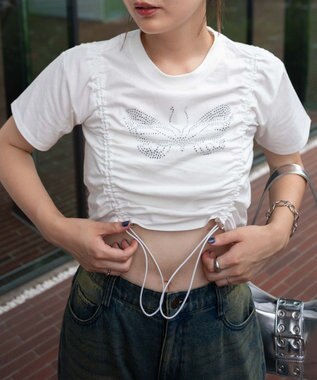 WEGO バタフライドロストラインストーンT ホワイト