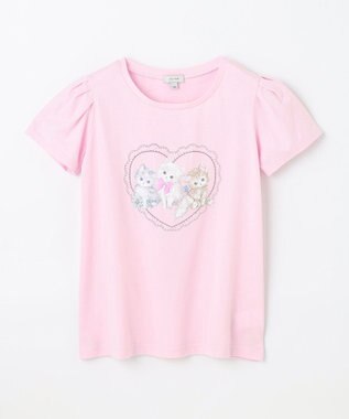 ANY KIDS ネックレス付き ネコTシャツ ピンク