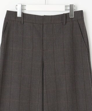 J.PRESS LADIES 【洗える】T/Rアルガンシルク チェック ワイド パンツ ブラウン系3