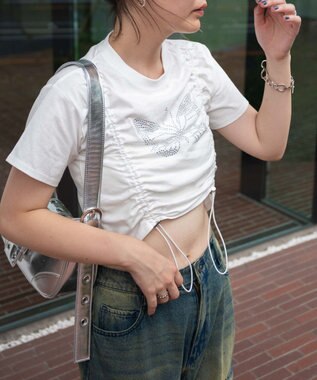 WEGO バタフライドロストラインストーンT ホワイト