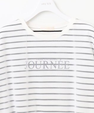 ANY SIS シアーチュールロゴ Tシャツ オフ×ブラック