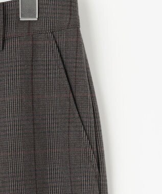 J.PRESS LADIES 【洗える】T/Rアルガンシルク チェック ワイド パンツ ブラウン系3