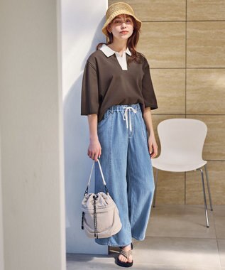 ANY フェイクラフィアニットバケット ベージュ